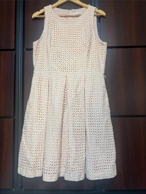 Eliza J Pale Blush Eyelet Overlay Dress